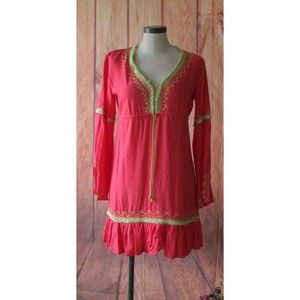 Moda International Yellow Lace Up Top Size Medium